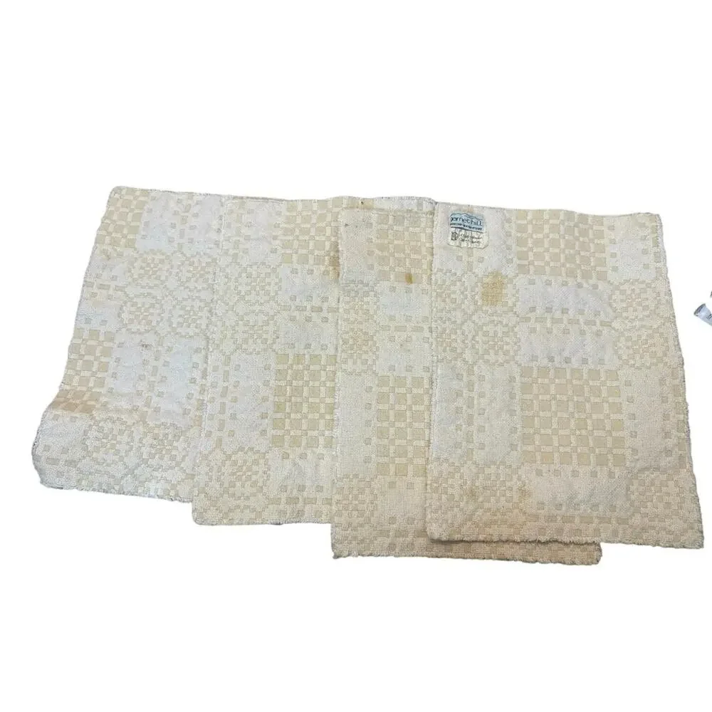 Vintage Garnet Hill Welsh Woolcrafts Woven Placemats Set of 4 Cream Beige